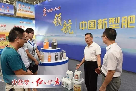 安徽省化肥工业协会名誉理事长夏英彪(右二)莅临展位 安徽省化肥工业协会名誉理事长夏英彪(右二)莅临展位